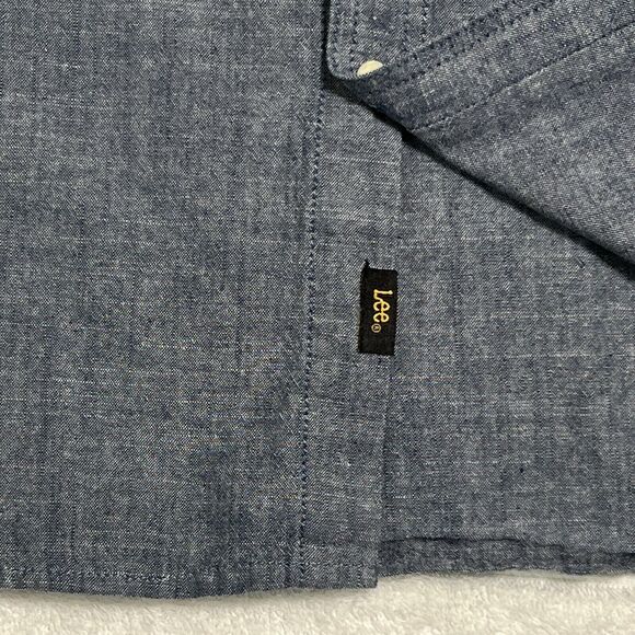 LEE Chambray Shirt Men's XXL Blue Button Up Classic 100% Cotton 2XL - Picture 13 of 14